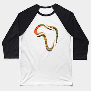 Africa Map with Kente Pattern, African Style Baseball T-Shirt